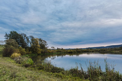 Scenic view of lake against sky