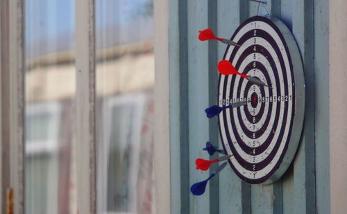 Dartboard on wall