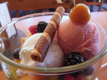Close-up of ice cream in bowl