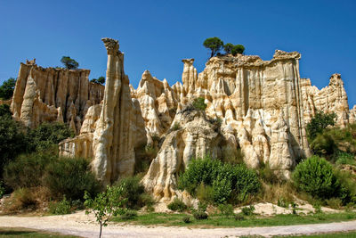 Low angle view of rock formation