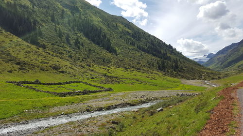 Scenic view of mountains against sky