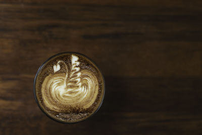 Directly above shot of coffee cup on table