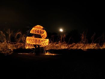 Illuminated light painting at night