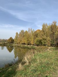 Scenic view of lake against sky