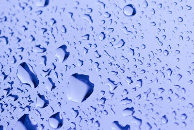 Full frame shot of blue water drops