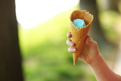 Midsection of person holding ice cream