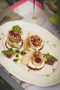 Close-up of food served on plate