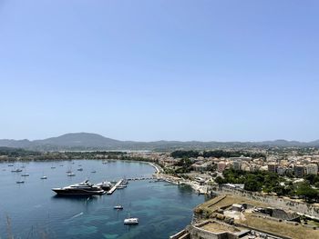 High angle view of boats in sea