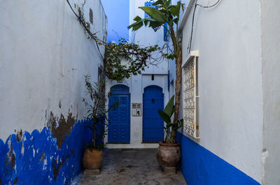 Closed door of building