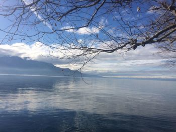 Scenic view of sea against cloudy sky