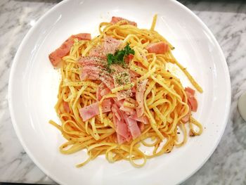 Close-up of pasta in plate