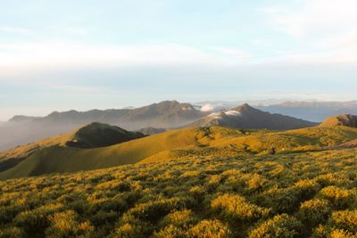 Scenic view of mountains against sky