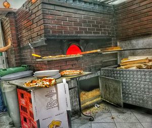 Various food on market stall