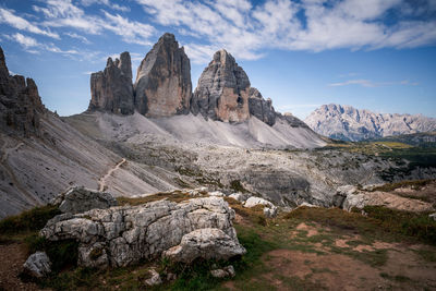 Panoramic view of rocky mountains against sky