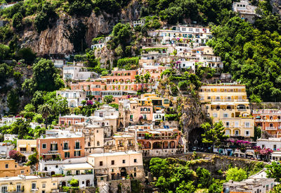 High angle view of buildings in city