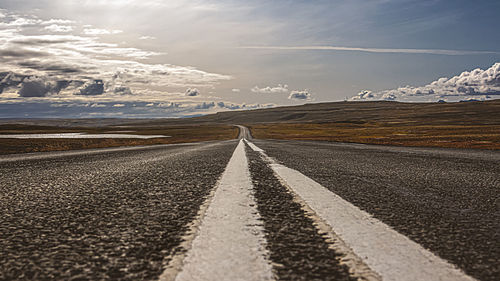 Surface level of road against sky