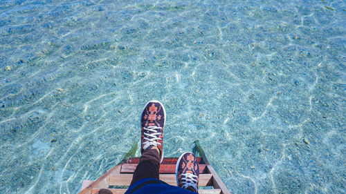 Low section of person in swimming pool