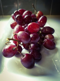 Close-up of red berries on plate