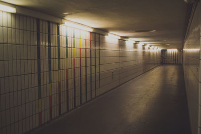 Empty underground walkway