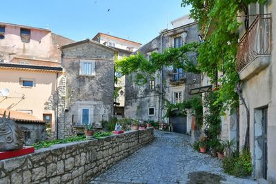 A narrow street of guardia sanframondi, a village in the province of benevento, italy.