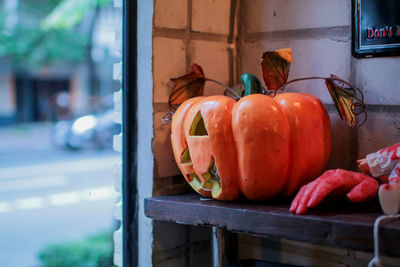 View of pumpkins in container