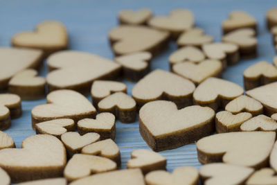 Close-up of stack on table against white background