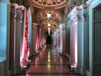 Illuminated corridor of building