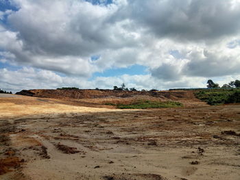 Scenic view of land against sky