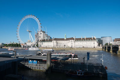 View from westminster pier towards london eye and london aquarium