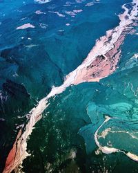 High angle view of snow covered landscape