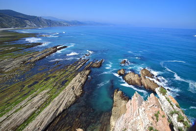 High angle view of sea against sky