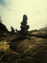 Stack of stones on landscape