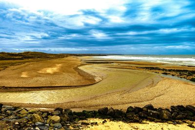 Scenic view of beach against sky