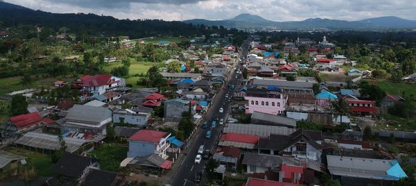 High angle view of townscape against sky