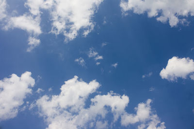 Low angle view of clouds in blue sky