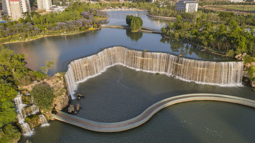 High angle view of dam