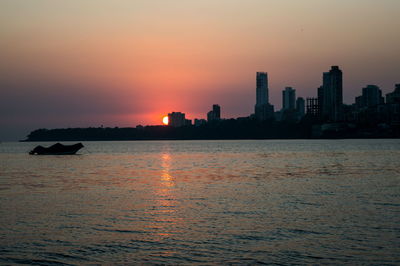 Scenic view of sunset over river