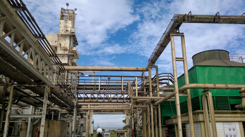 Low angle view of factory against sky