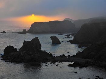 Scenic view of sea against sky during sunset
