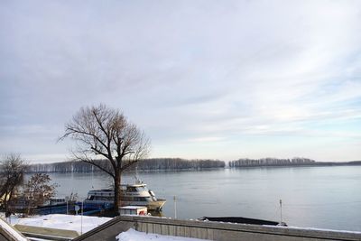 Scenic view of river against sky during winter