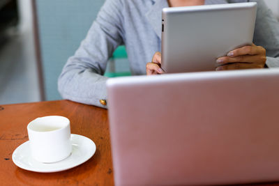 Coffee cup on table