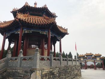 Low angle view of temple building against sky