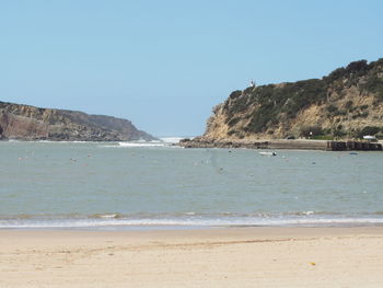 Scenic view of sea against clear sky