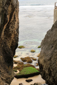 Rock formation on beach