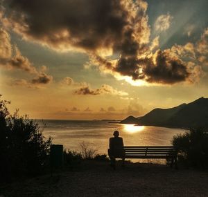 Scenic view of sea at sunset