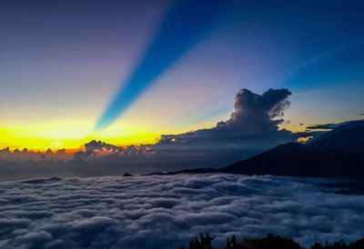 Scenic view of dramatic sky during sunset