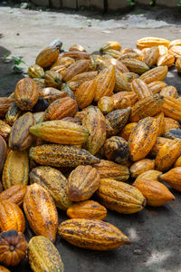 High angle view of fruits in container