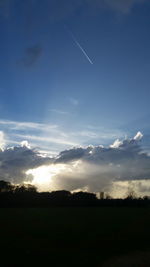 Scenic view of landscape against sky at sunset