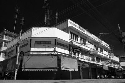 Low angle view of building against sky at night