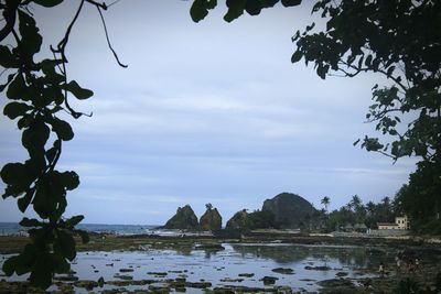 Scenic view of beach against sky